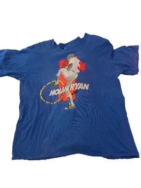 Vintage Nike Gray Tag Nolan Ryan Shirt Men’s Size XL Blue 90's MLB Baseball